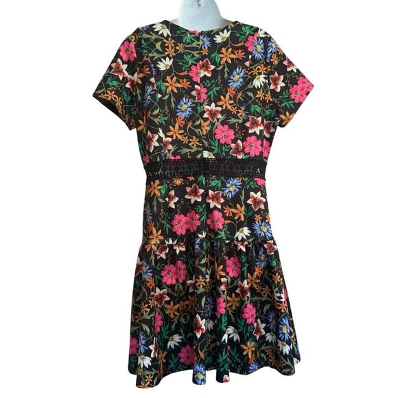 Alexia Admor Lace Trim Fit And Flare Floral Short Sleeve Dress Size 12 - Picture 2 of 15